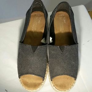 B2G1 Toms Open Toe Canvas Slip Ons